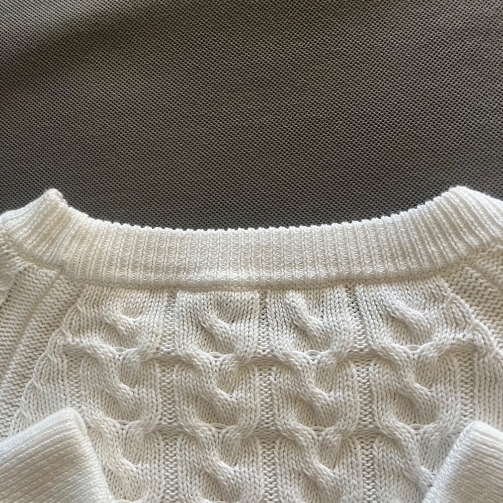J.Crew White Relaxed-fit Cable-knit Crewneck Sweater Size Small - Picture 5 of 9
